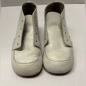 Vintage Buster‎ Brown Baby Shoes Size 5 White  Leather High Top Lace up